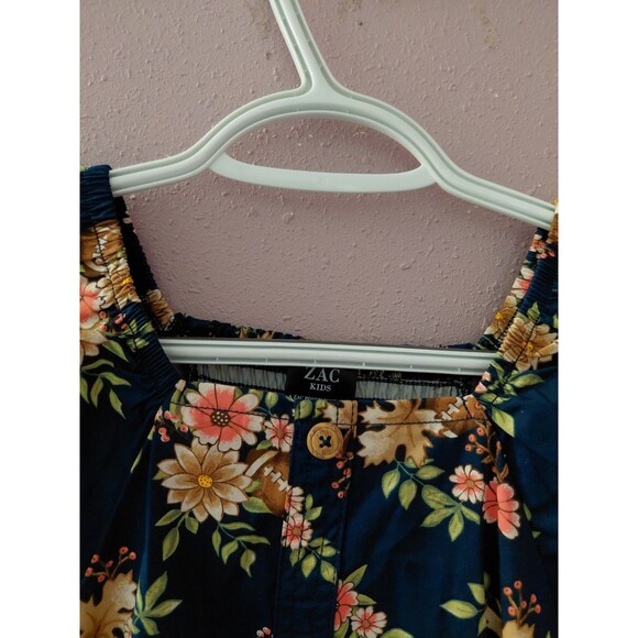 Zac Kids Girls Midnight Blue Floral Short Sleeve Smocked Dress Size 18(XXL) NWT - Picture 3 of 14